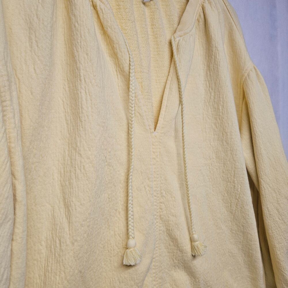 Aerie Women’s XS Relaxed V-Neck Sweatshirt Pastel Yellow Textured Knit - Picture 3 of 8